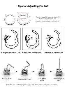 Detailed guide for adjusting earring clasp tightness and demonstrating needle flexibility