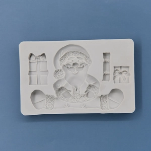 Grey silicone Santa Claus and gift box mold for DIY Christmas cake baking and crafting