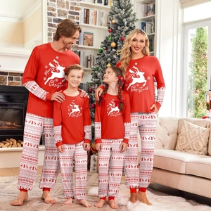 Pigiami Natalizi Coordinati Per La Famiglia Maglia A Maniche Lunghe E Pantaloni Stampa Renna Fair Isle Indumenti Da Notte Per Adulti E Bambini