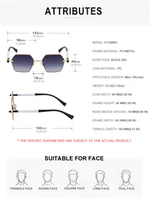 Detailed technical specification chart showing frame dimensions of polygon sunglasses