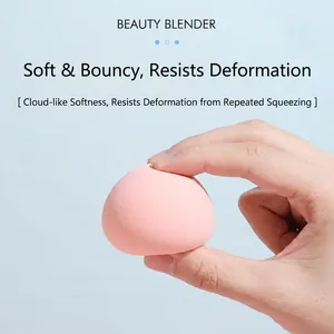 Pink peach-shaped beauty blender sponge with high elasticity and soft texture