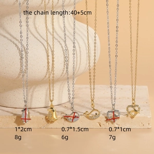 Marine series necklaces in 14K gold and silver plating with zircon dolphin pendants