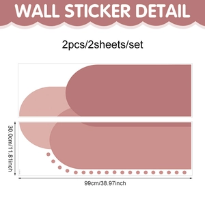 Bohemian arch PVC self-adhesive wall stickers with Morandi pink geometric abstract patterns