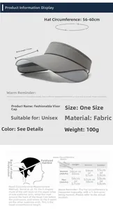Size chart showing 56-60cm circumference for the long brim sun hat and sizing guide