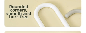 Close-up of S-shaped hook featuring smooth rounded corners and protective grey tips