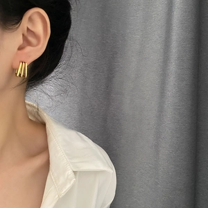 Geometric Square Multi Layer Hoop Earrings Titanium Steel Minimalist Lightweight Fashion Jewelry For Women
