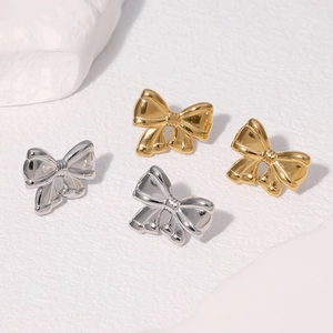 Boucles D'oreilles Puces Noeud Papillon Acier Inoxydable Plqué Or Minimaliste Chic Bijoux Pour Femmes Filles