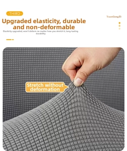 Detailed view of dark grey waffle texture stretch fabric with high elastic durability