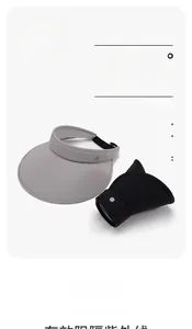 UPF 50+ UV protection sun visor hat detail showing breathable fabric and metal logo