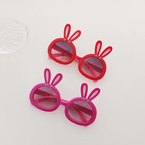 Cute bunny ear children's sunglasses with UV protection in rose red and red colors