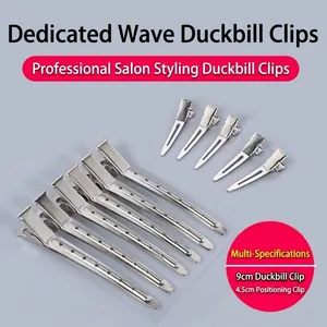 Silver metal hair clips set with 9cm duckbill and 4.5cm positioning clips for styling