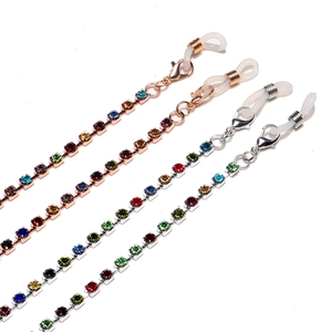 Colorful Rhinestone Eyewear Chain Anti Slip Metal Alloy Glasses Strap Lanyard Holder For Women Fashion Jewelry