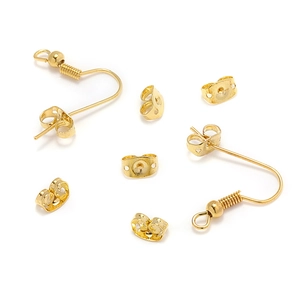 Golden stainless steel fish hook earrings and butterfly back stoppers for DIY jewelry