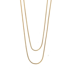 Minimalist double-layered gold snake chain necklace made of durable titanium steel