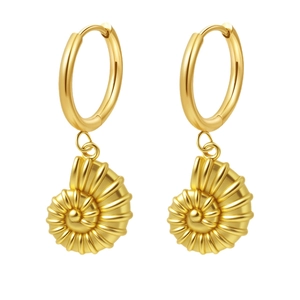 Boucles d'oreilles créoles nautile en acier inoxydable plaqué or 18 carats femme