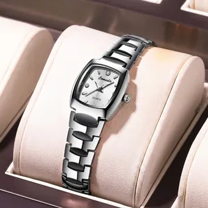 Women Quartz Watch Square Tonneau Dial Alloy Band Rhinestone Luminous Waterproof Elegant Luxury Ladies Wristwatch