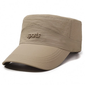 Herren Khaki Schnelltrocknende Flat Top Mütze mit Sport-Stickerei für Outdoor und Wandern
