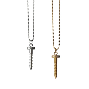 Minimalist 18k gold and silver plated screw pendant necklaces with bead chains