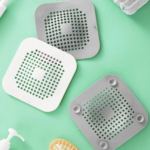 Square Silicone Drain Hair Catcher With Suction Cups Bathroom Shower Sink Filter Cover Kitchen Basin Strainer TPR Material
