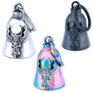 Stainless Steel Skull Wing Motorcycle Gremlin Bell Pendant Only Guardian Bell For Biker Men Women Jewelry Gift