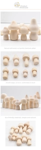 Detailed view of assorted smooth natural wooden mushrooms for creative DIY painting