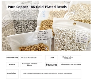 Detail specifications table for 18K gold plated copper beads for DIY jewelry making