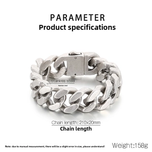 Détails du bracelet gourmette cubaine 20mm en acier inoxydable vintage pour hommes