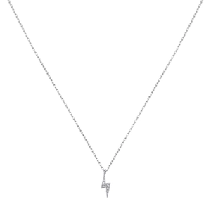 Elegant 925 sterling silver lightning bolt pendant necklace with sparkling zircon stones