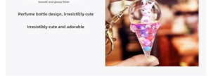 Close-up of cute unicorn ice cream keychain with purple liquid and star sequins