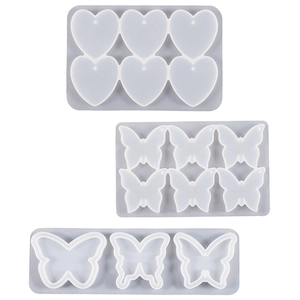 Ensemble de moules en silicone papillon et cœur pour fabrication de pendentifs en résine