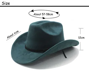 Size chart for vintage western cowboy hat showing 58cm head circumference and 8cm brim