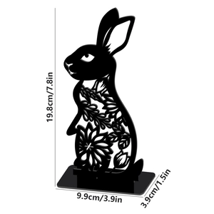 Detailed size specifications for the black acrylic hollow Easter bunny desk ornament