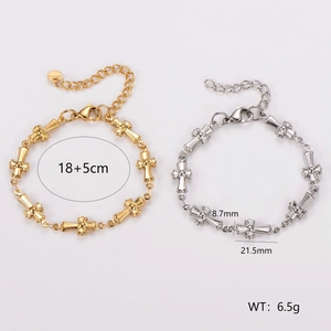 Bracelet rétro à maillons croix en acier inoxydable 304 pour couples or et argent