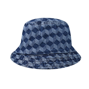 Fischerhut Baumwolle Denim Geometrisch Quadratisch Jacquard Sonnenschutz Faltbar Retro Streetwear Für Damen Herren