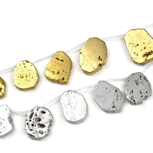 Polished irregular geometric metallic charms in gold and silver for DIY jewelry making