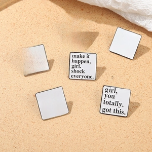 Minimalist Enamel Brooch Pin Alloy Square Badge Motivational Quote English Lettering Clothes Bag Accessory Unisex