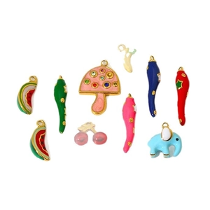 Colorful enamel fruit and animal charms in stainless steel for DIY jewelry making