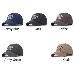 Casquette de baseball Brooklyn délavée classique avec broderie vintage en 5 tons