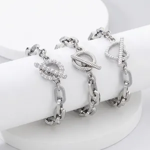 Bracciale A Catena In Acciaio Inossidabile Stile Industriale Da Uomo Con Chiusura OT Toggle Punk Hip Hop Gioielli Argento Regalo