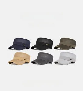 Detailed grid view of breathable mesh flat top caps in six assorted colors for summer