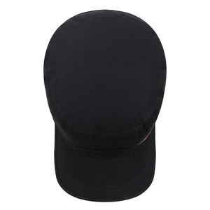 Casquette plate classique noire pour hommes en coton sergé résistant avec surpiqûres
