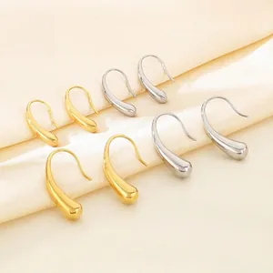 Minimalist Teardrop Hook Earrings Stainless Steel Polished Mirror Surface Elegant Dainty Fashion For Women
