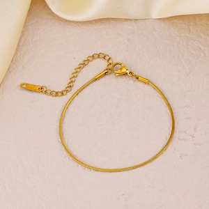 Minimalist 18K gold plated stainless steel snake chain bracelet with adjustable lobster clasp
