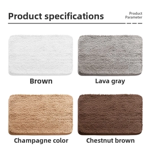 Plush bathroom mat detail in Cream White, Lava Grey, Champagne and Chestnut Brown colors