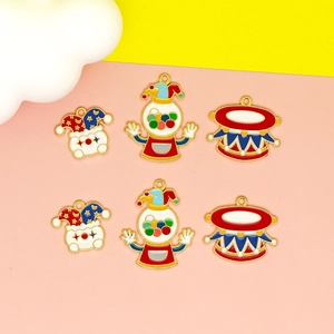 6-piece circus charms set with clown candy machine and tent for DIY keychains