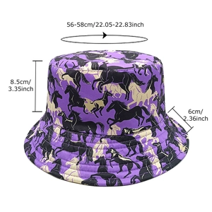 Chapeau bob violet avec motif de cheval pour femmes et hommes avec guide des tailles