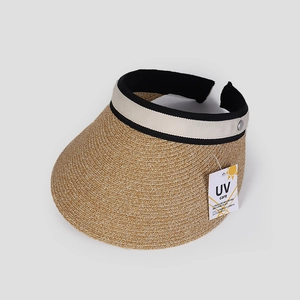Visera de Sol de Paja de Papel Estilo Japonés para Mujer Ala Ancha Transpirable Protección UV Diadema Sombrero de Sol para Playa