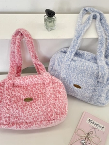 Sac Fourre-Tout En Peluche À Imprimé Léopard Fausse Fourrure Grande Capacité Sac À Main Épaule Pour Automne Hiver Femmes