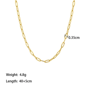 18k gold plated paperclip chain necklace for women with weight and size specifications