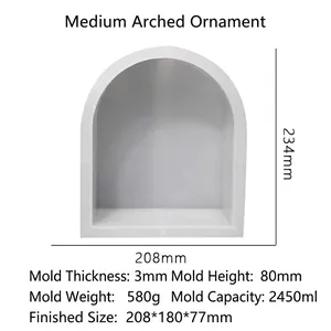 Technical drawing showing dimensions of arch silicone mold for resin craft ornaments